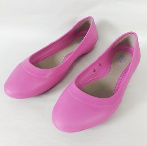 Crocs Women Lina Beach Comfy Ballet Flats Size 8 Pink Lightweight Beach Slip-on